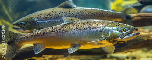 Freshwater fish swimming in a natural habitat photo