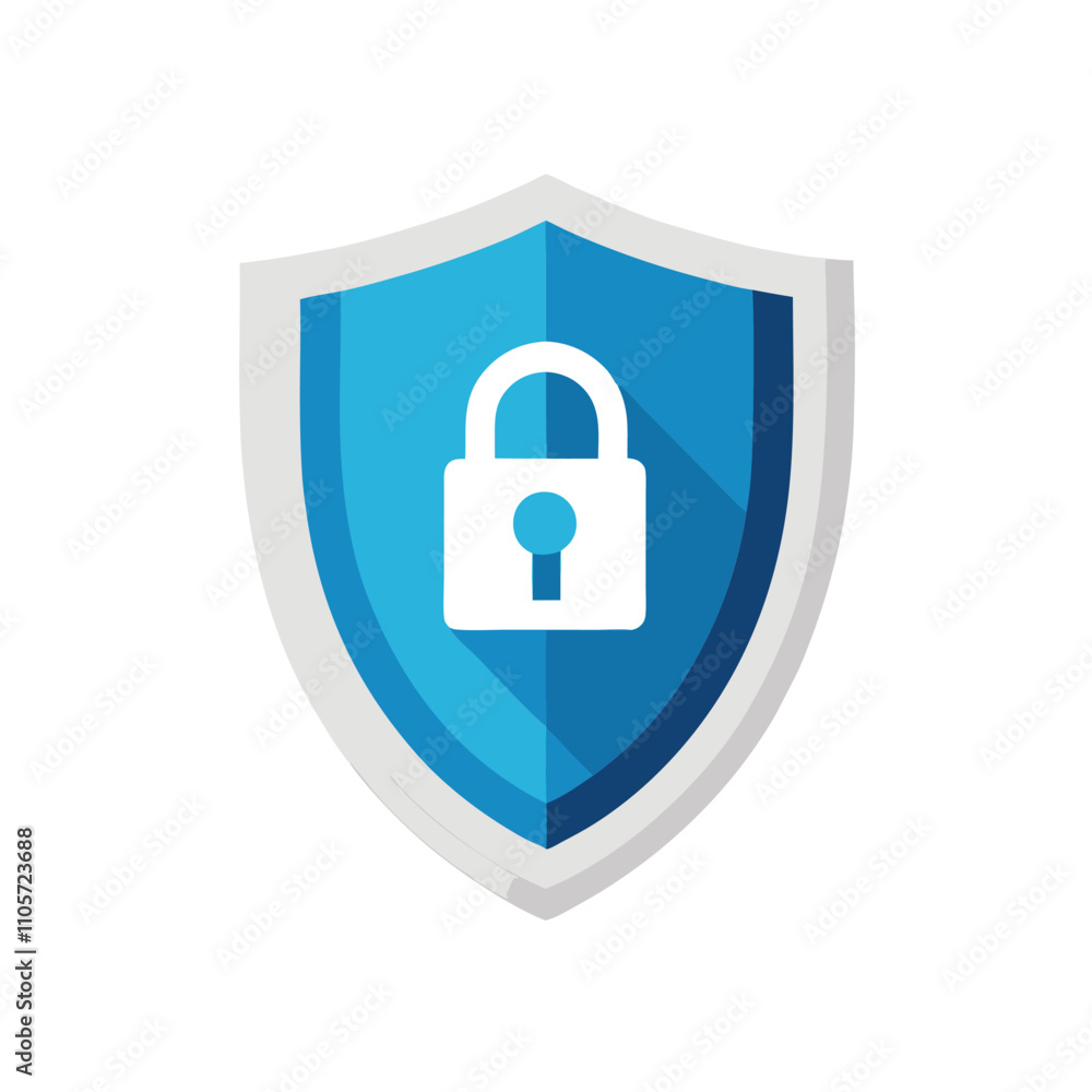 A blue shield with a white lock on it. The lock is open A blue shield with a white lock on it. The lock is open