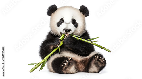 panda bear with a flower