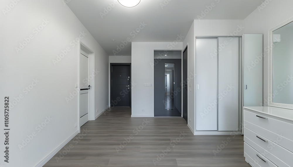 Obraz premium Stylish entrance and spacious corridor of modern apartment