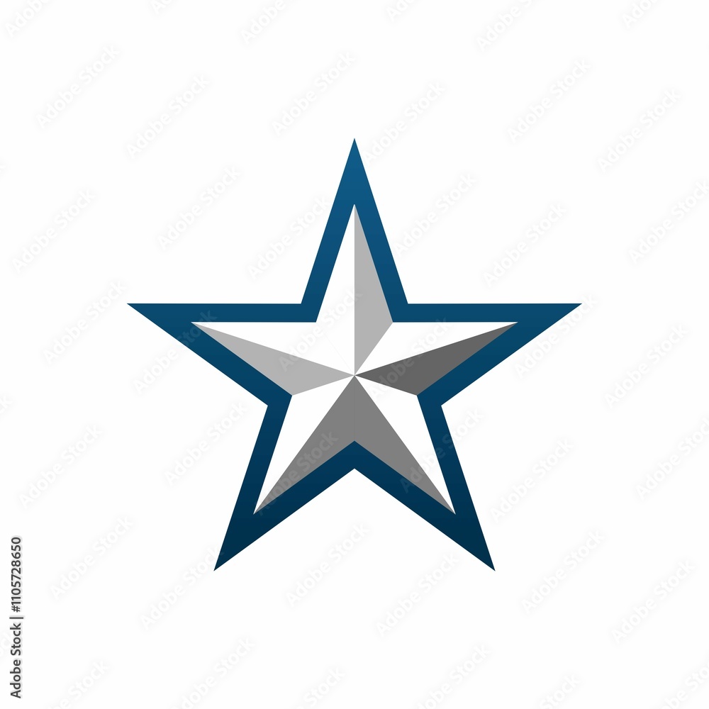 Obraz premium a Five-Pointed Star with a Blue Outline and Gradient Shades of Gray
