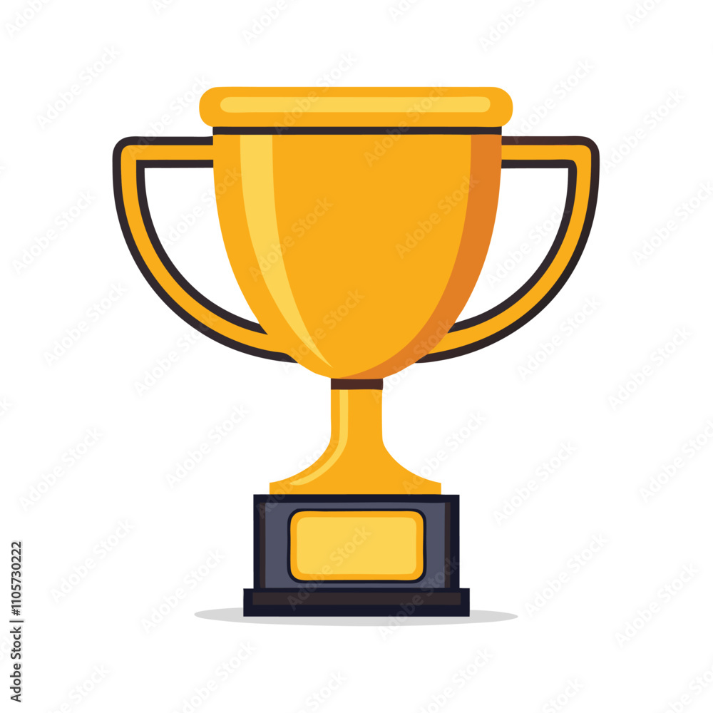 A gold trophy with a black base. The trophy is yellow and has a black rim A gold trophy with a black base. The trophy is yellow and has a black rim