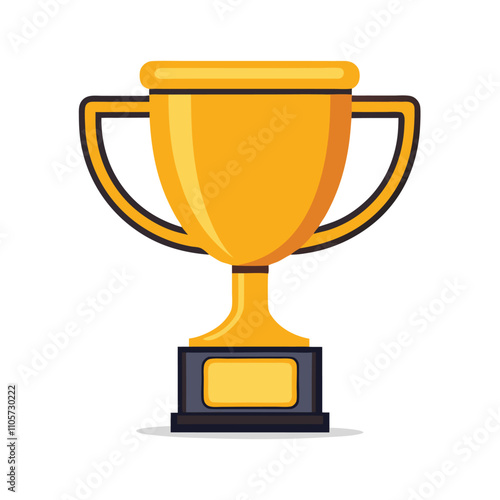 A gold trophy with a black base. The trophy is yellow and has a black rim
