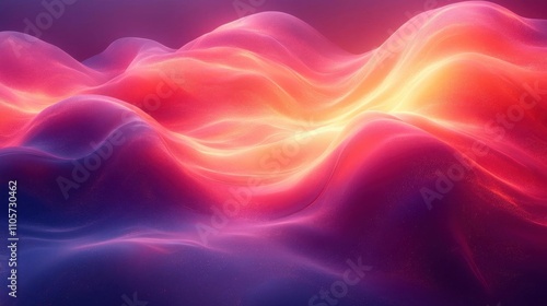 Radiant geometric waves with glowing vibrant streaks, layered textures, and soft depth effects