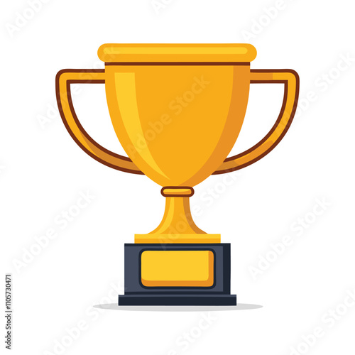 A gold trophy with a black base. The trophy is yellow and has a black rim