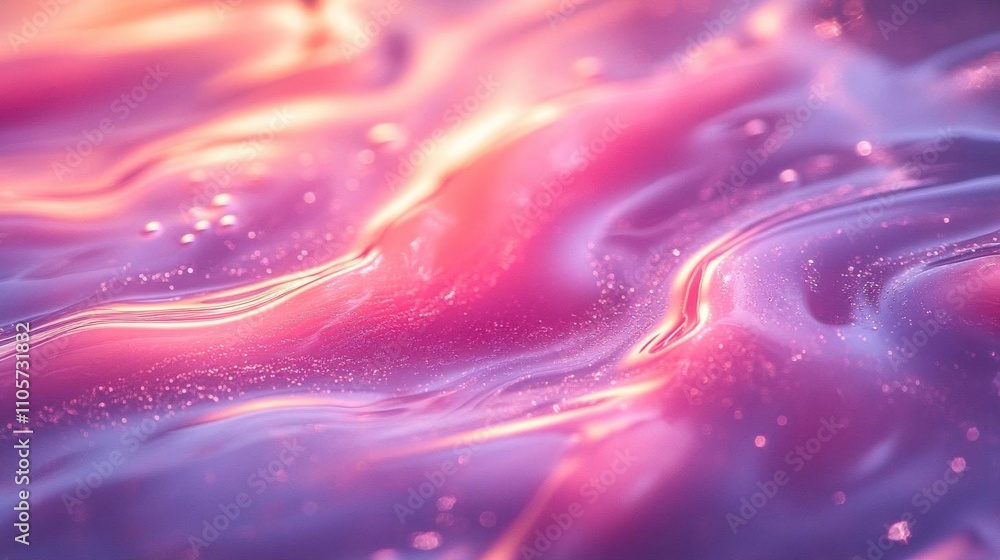 Fototapeta premium Radiant holographic liquid flows with glowing pastel streaks, smooth reflective finishes, and intricate depth