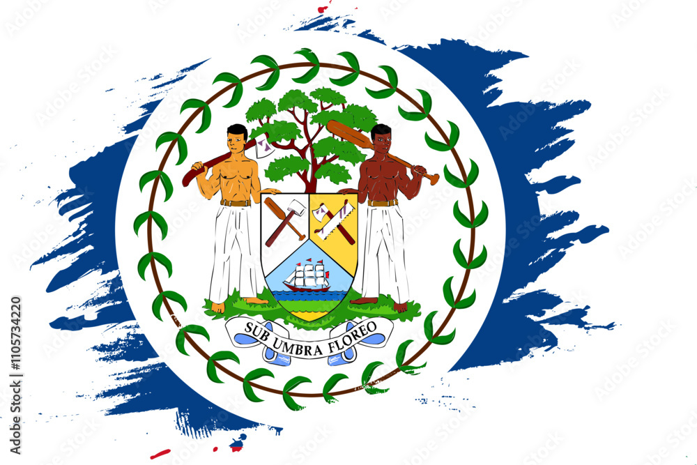 Grunge Brush On Flag Of Belize Grunge Brush On Flag Of Belize