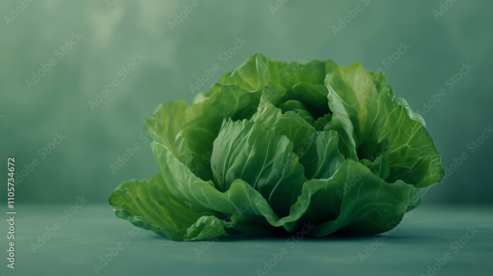 Fototapeta premium Fresh green cabbage isolated on a clean background, vibrant and detailed