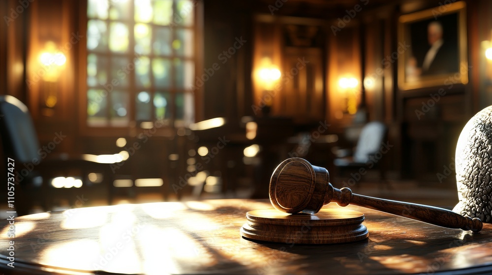 The idea of law and fairness, represented by a modern 3D wooden judge's gavel and soundboard. The idea of law and fairness, represented by a modern 3D wooden judge's gavel and soundboard.