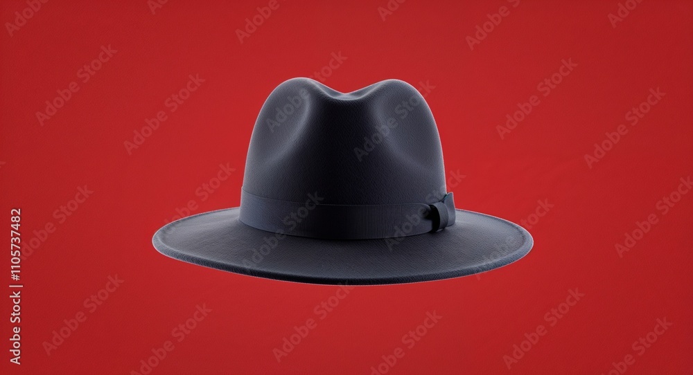 Felt Hat on Red background design Felt Hat on Red background design