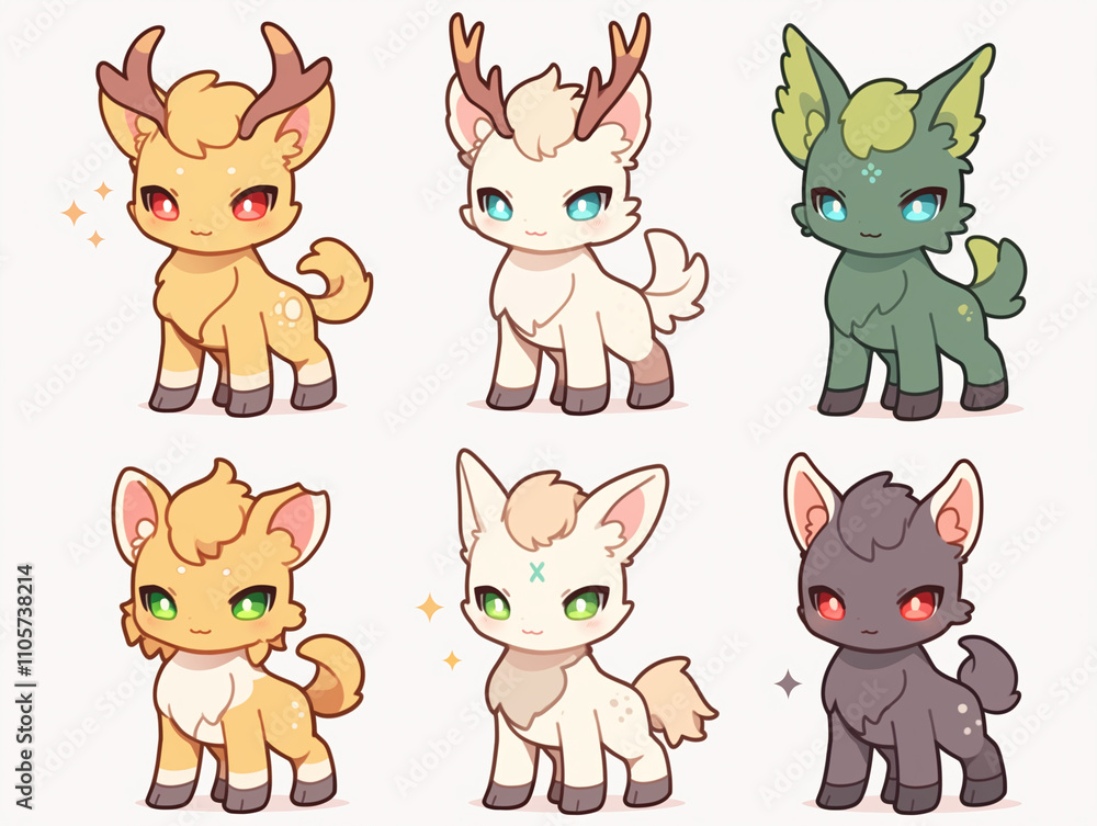 Fototapeta premium Adorable Cartoon Deer Illustrations