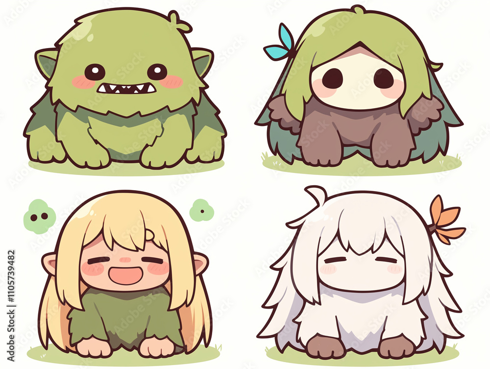 Obraz premium Four Cute Fantasy Characters