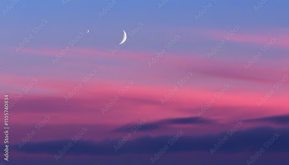 Picturesque scene of a serene night sky with pink and purple gradients Picturesque scene of a serene night sky with pink and purple gradients