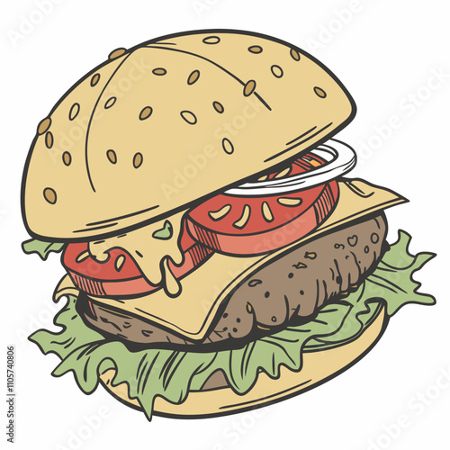 Fresh testy burger isolated on white background