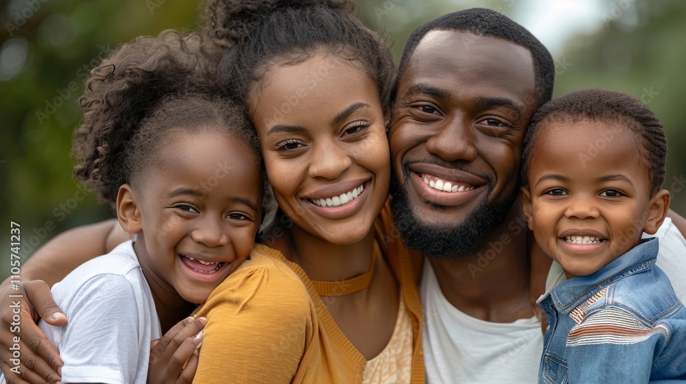 Portrait of black family with kids relax on couch Portrait of black family with kids relax on couch