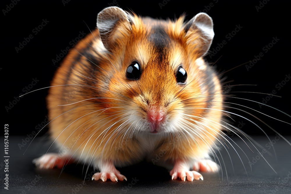 Cute Hamster Close-Up on Black Background - Pet Photography for Posters and Prints Cute Hamster Close-Up on Black Background - Pet Photography for Posters and Prints