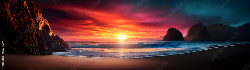 Naklejka premium Sonnenuntergang am Strand