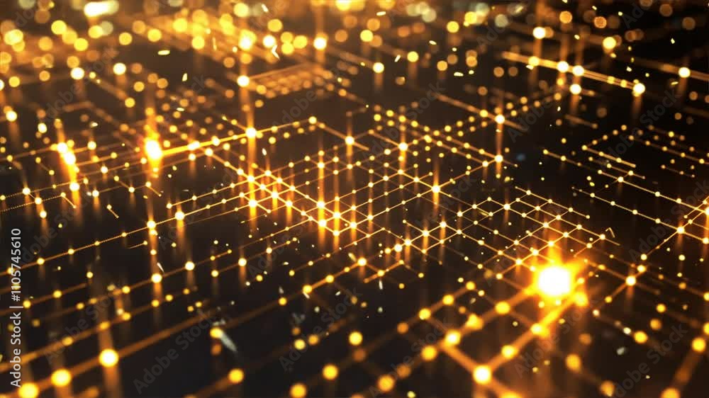 Mesmerizing Abstract Background Glowing Golden Lights and Intricate Patterns Create Depth in Digital Technology Design Mesmerizing Abstract Background Glowing Golden Lights and Intricate Patterns Create Depth in Digital Technology Design