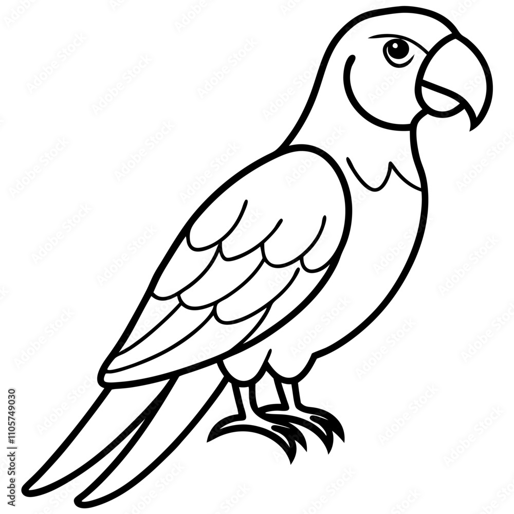 A drawing of a Parrot bird on white background line art icon sign silhouette vector illustration with fun brush ink typography for photo overlays t-shirt print flyer poster design A drawing of a Parrot bird on white background line art icon sign silhouette vector illustration with fun brush ink typography for photo overlays t-shirt print flyer poster design