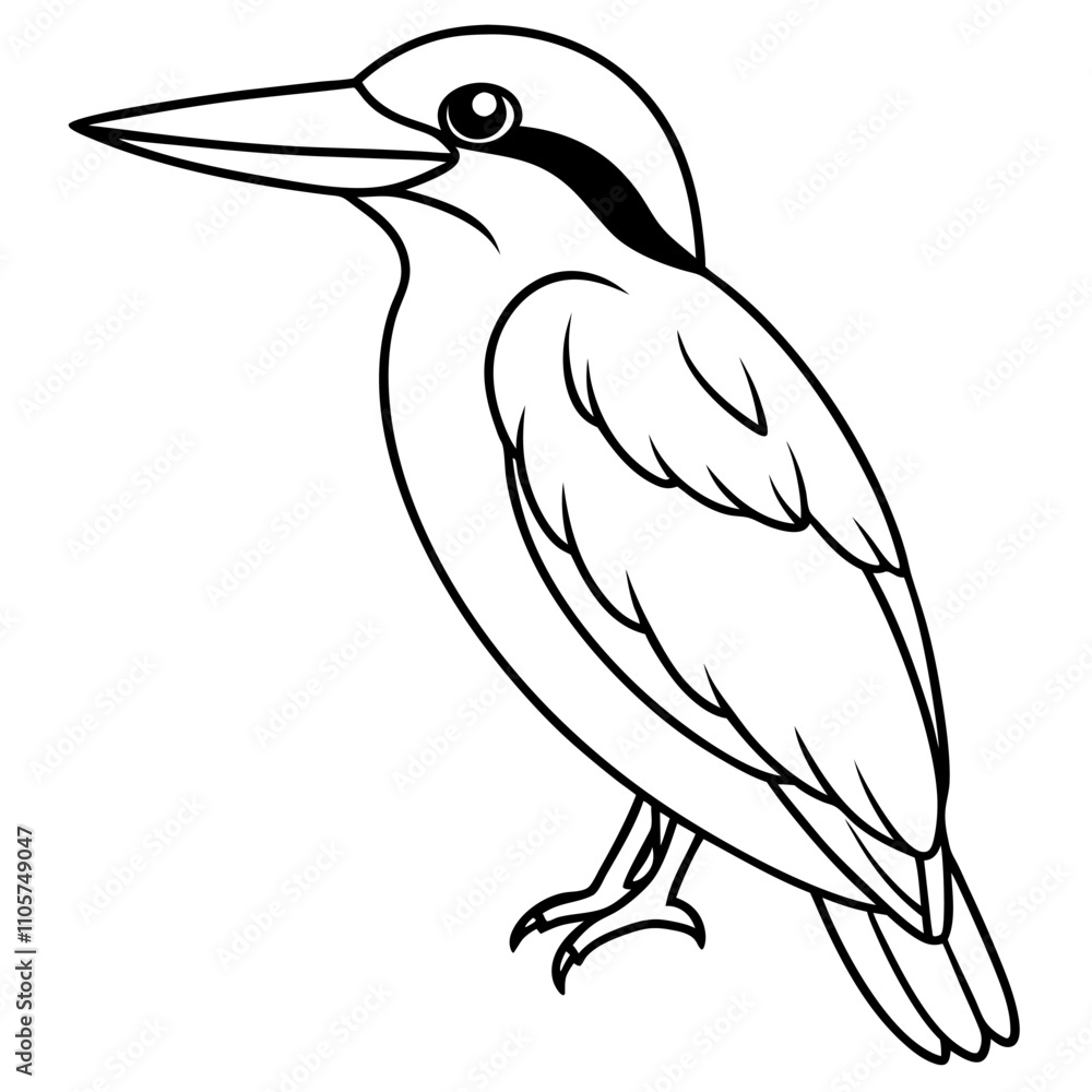 Fototapeta premium A drawing of a Kingfisher bird on white background line art icon sign silhouette vector illustration with fun brush ink typography for photo overlays t-shirt print flyer poster design
