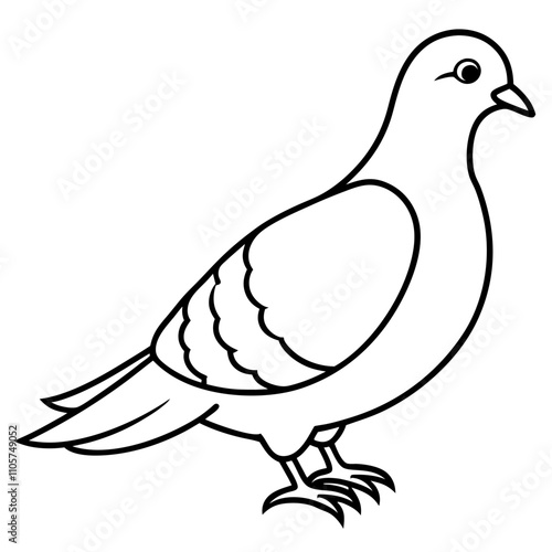 A drawing of a pigeon bird with a white background vector icon sign illustration with fun brush ink for photo overlays t-shirt print