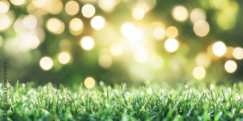 Obraz premium closeup of green grass with blur bokeh light background