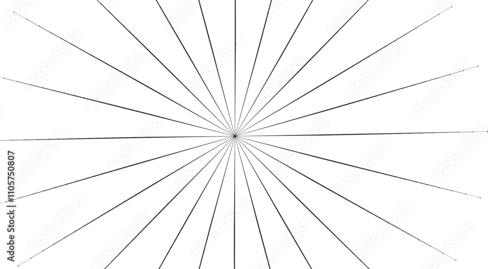 Obraz premium Circular radial, radiating lines element. Abstract rays, beams, flash effect - Royalty free vector illustration