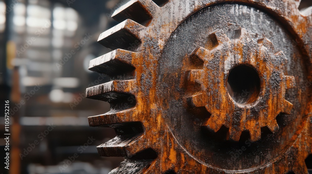 A close-up shot of a rusted gear A close-up shot of a rusted gear
