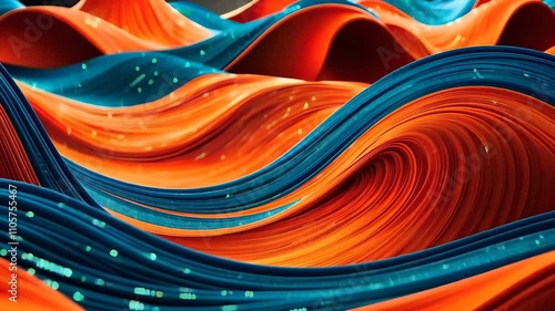 Abstract Vibrant Waves in Orange and Blue with Dynamic Flow

 photo