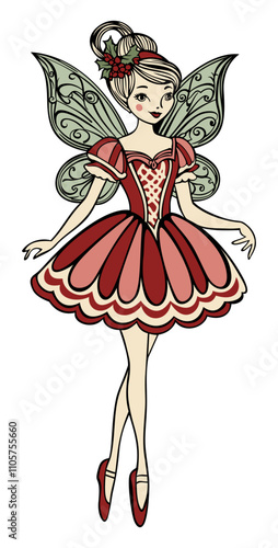 Sugar plum fairy. Vector isolated illustration