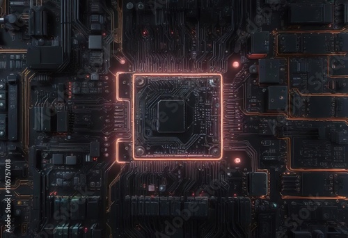 Wallpaper Mural Digital Pixel Art with Glowing Circuit Boards, cyberpunk themes, futuristic technology Torontodigital.ca