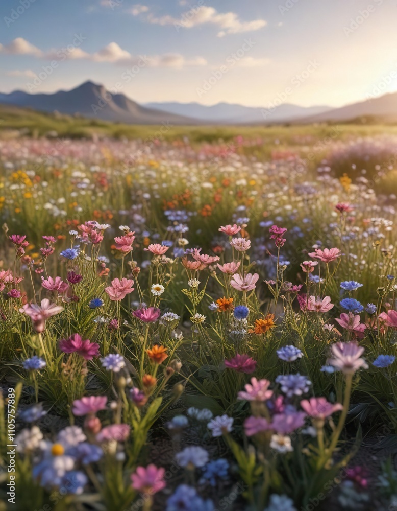 Field of blooming wildflowers in the dry season with blurry backdrop, wildflowers, nature, landscape, backdrop, flora Field of blooming wildflowers in the dry season with blurry backdrop, wildflowers, nature, landscape, backdrop, flora