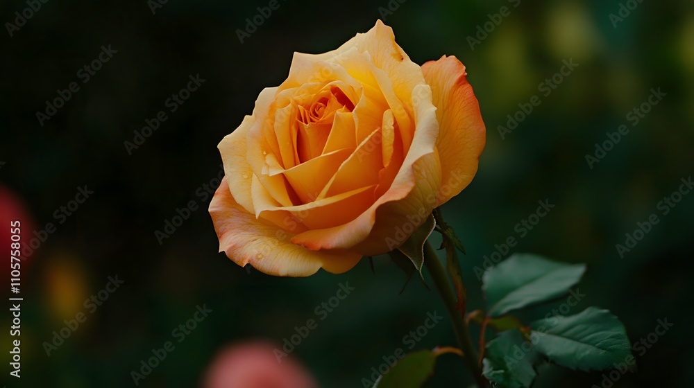 A vibrant yellow rose in full bloom, showcasing its rich color and delicate petals. A vibrant yellow rose in full bloom, showcasing its rich color and delicate petals.