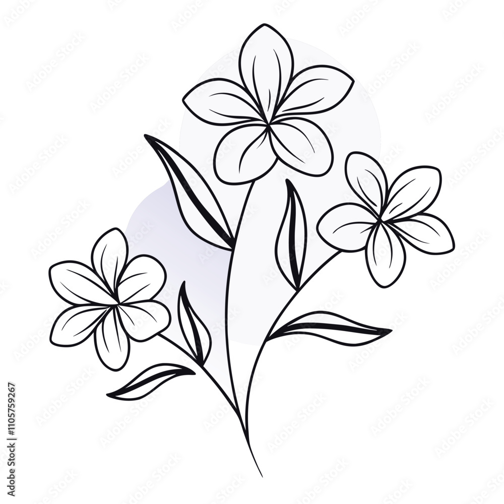 a black and white line drawing of a branch with three flowers a black and white line drawing of a branch with three flowers
