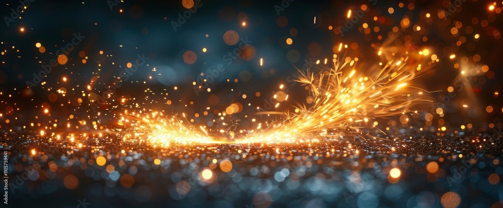 Naklejka premium Abstract Background of Sparkling Metal Sparks and Glowing Embers