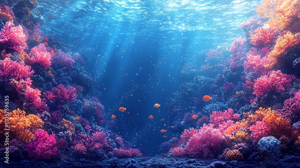 Obraz premium Breathtaking Tropical Lagoon Teeming with Vibrant Marine Life in Crystal Clear Waters