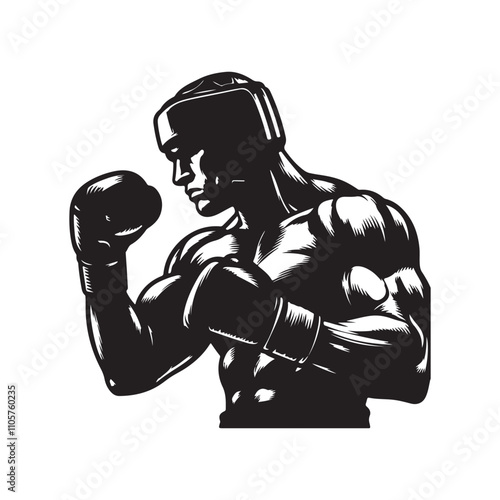 design a Boxer black and white silhouette vector isolated on white background