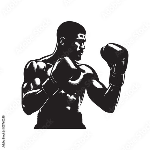 design a Boxer black and white silhouette vector isolated on white background