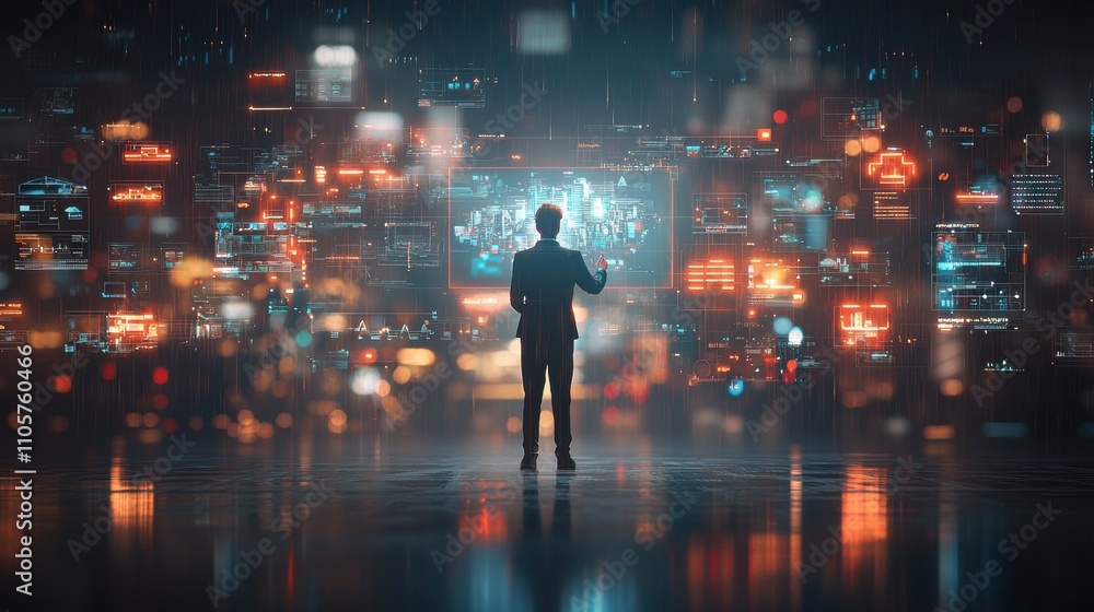 Cyberbroker presentation of innovative real estate solutions digital environment business strategy virtual space futuristic concept high-tech overview Cyberbroker presentation of innovative real estate solutions digital environment business strategy virtual space futuristic concept high-tech overview