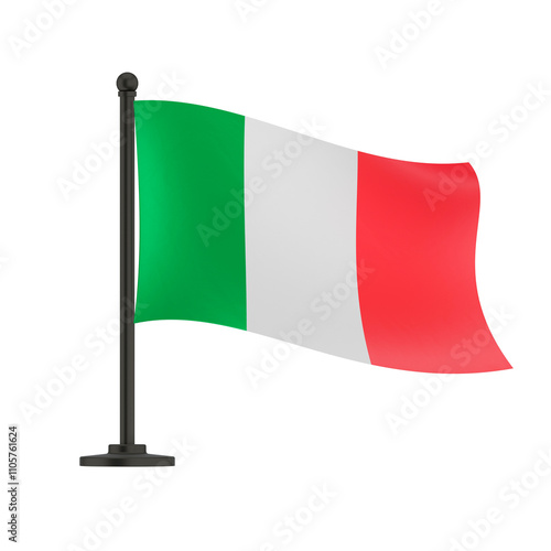 realistic illustration of italian flags on a transparent background, 3d illustration photo