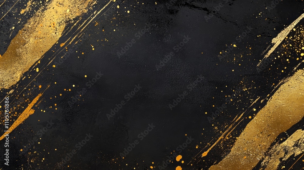 Abstract black and gold background with dynamic splashes, suitable for design and artistic projects. Abstract black and gold background with dynamic splashes, suitable for design and artistic projects.