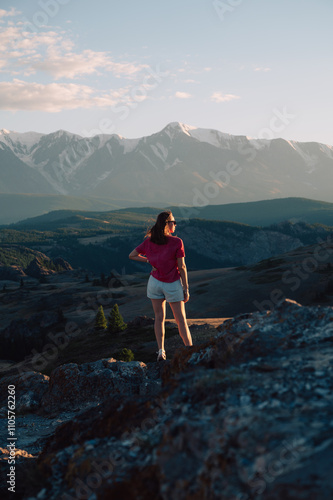 Woman Admiring Mountain Lan...