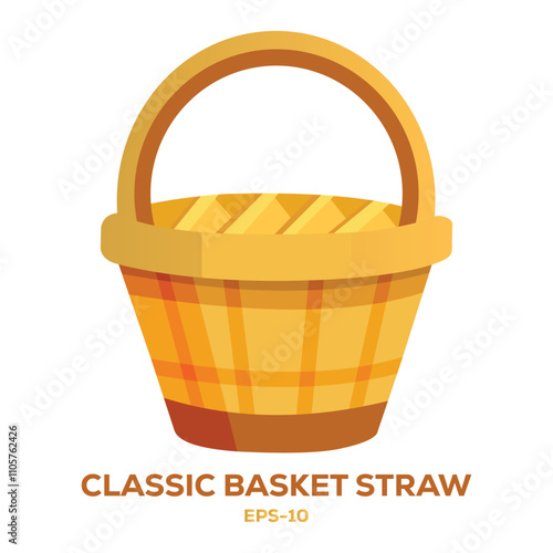 Illustration of classic basket straw isolated on white