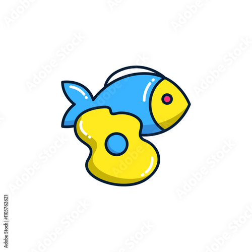 Colorful Cartoon Fish and Egg Graphic photo