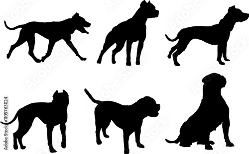 set of Bulldog Silhouette Vector