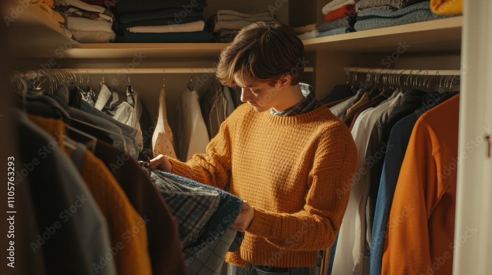 Young Man Choosing Clothes. Young Man Choosing Clothes.