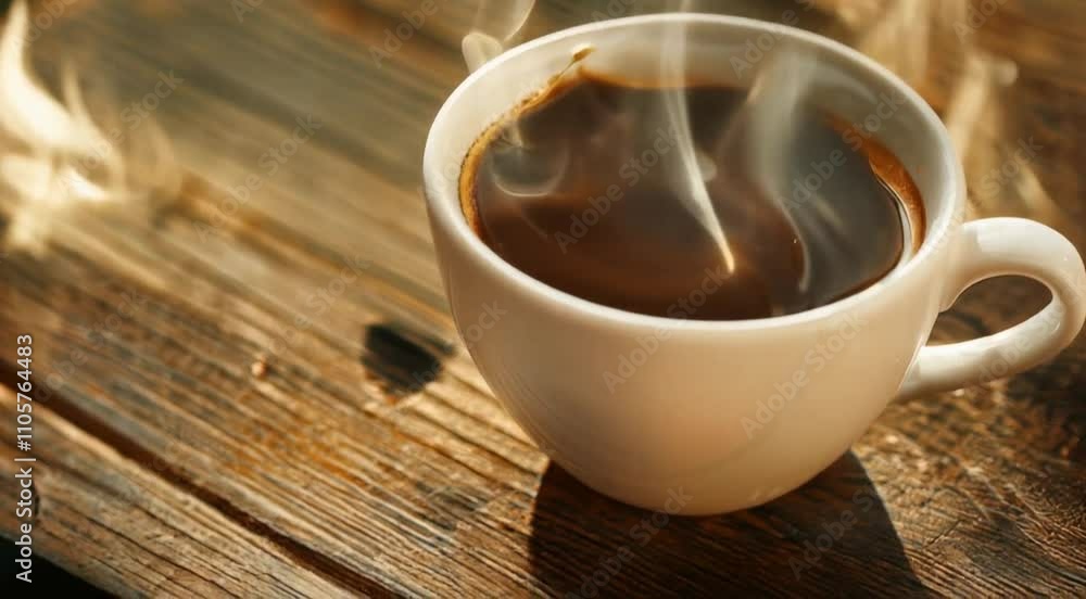 A close-up shot of a steaming cup of coffee on a wooden table, with the steam gently rising create with ai A close-up shot of a steaming cup of coffee on a wooden table, with the steam gently rising create with ai