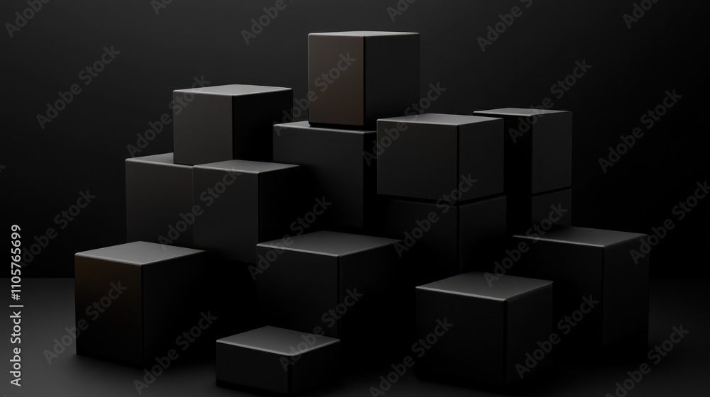 Abstract geometric blocks on black background Abstract geometric blocks on black background
