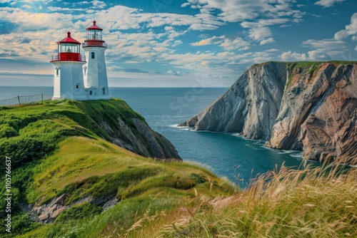 Panoramic View of Lighthouse by the Ocean