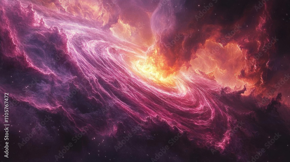 Cosmic plasma waves with glowing magenta trails, swirling energy fields, and subtle nebula textures Cosmic plasma waves with glowing magenta trails, swirling energy fields, and subtle nebula textures